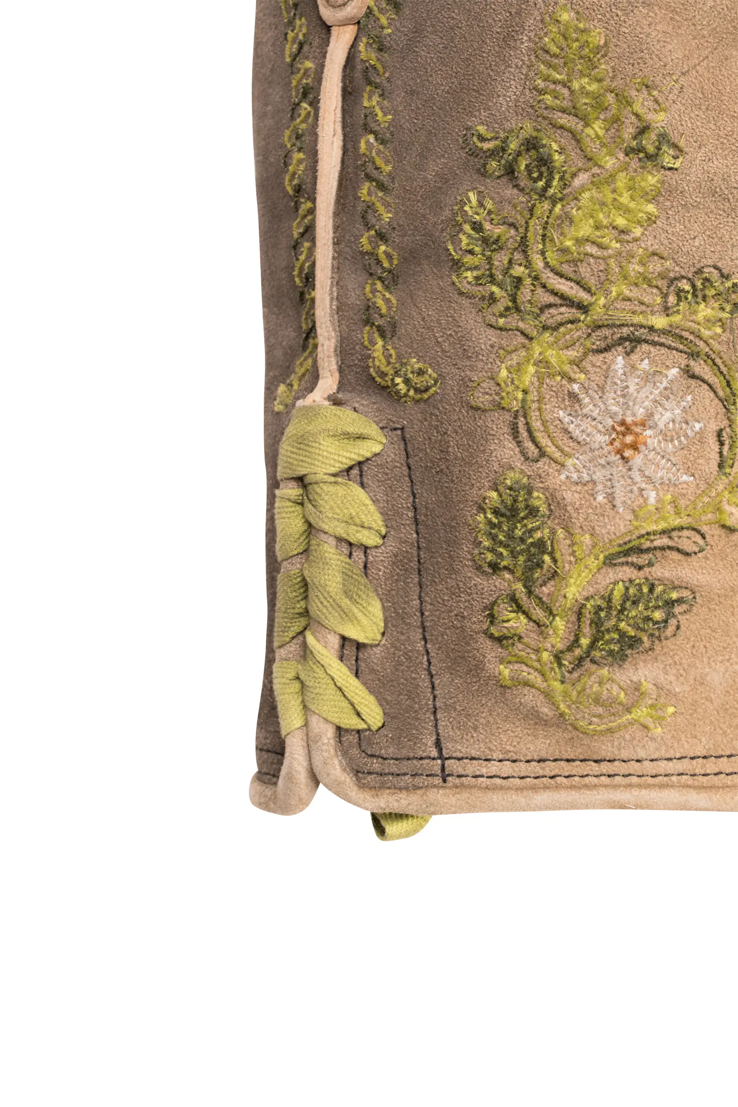 Lederhose Franz in Hellbraun Detail Stickerei