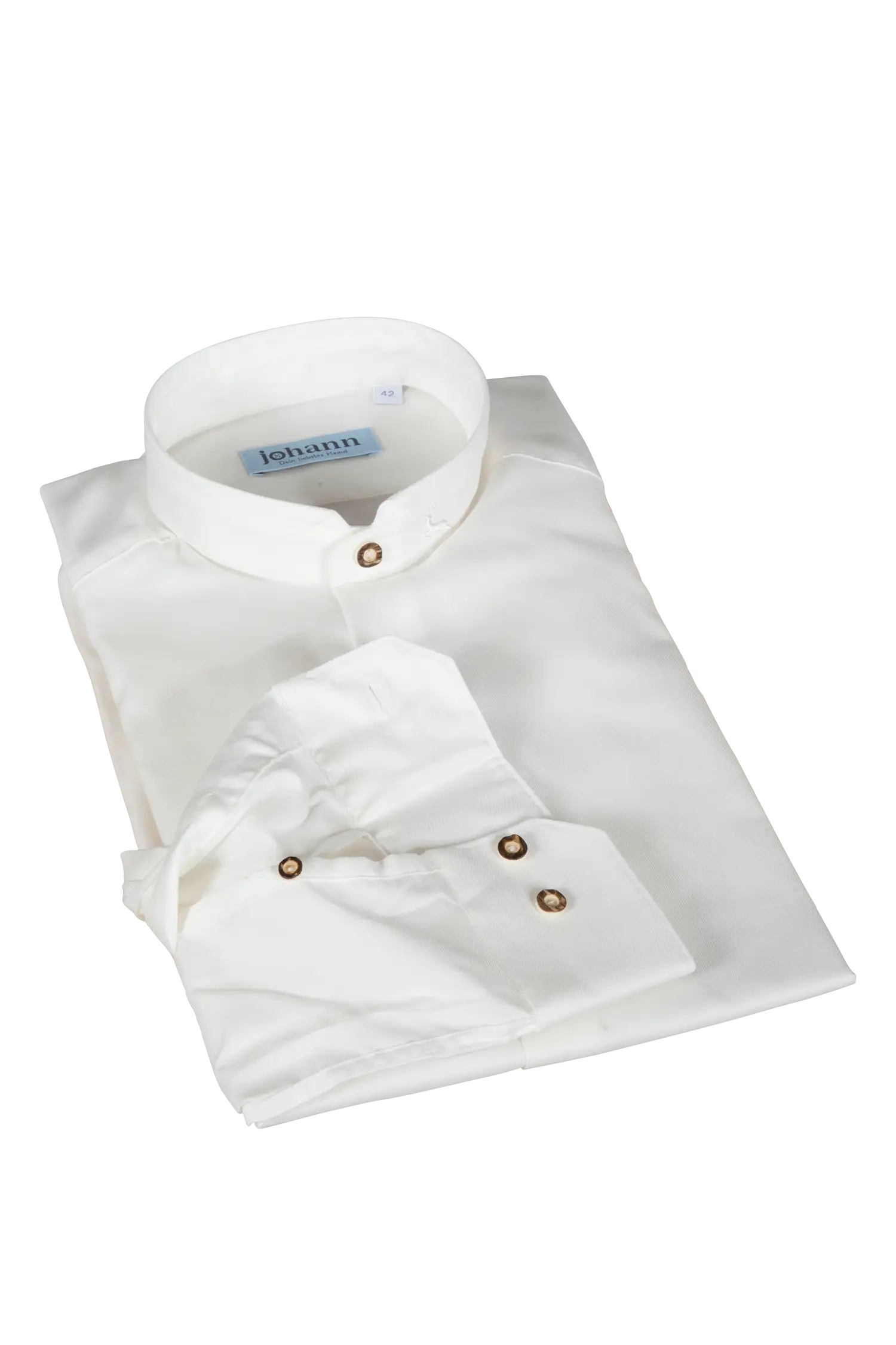 Baumwoll Trachtenhemd in champagner mit Stehkragen