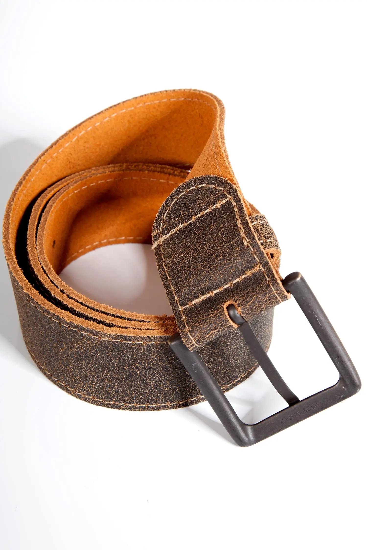 Herren Trachtengürtel in braun meliert hinten