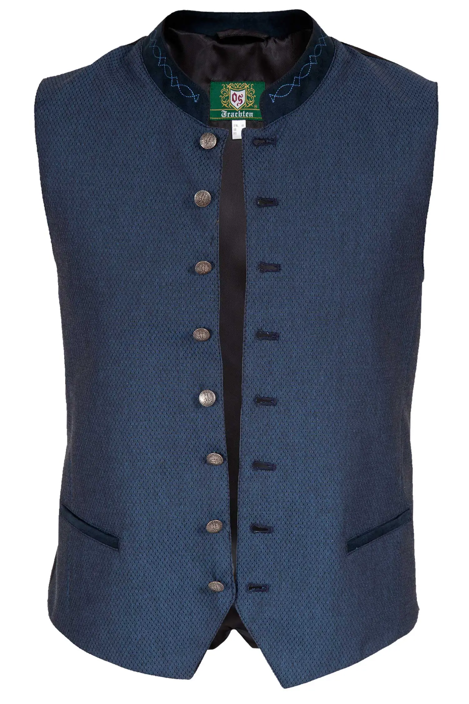 Trachtenweste in marine aus feinem Webstoff