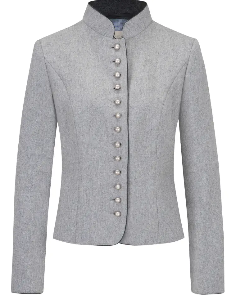 Damenlodenjanker Leonie/Lara von Kaiseralm in Grau geknöpfte Hellgraue Strickjacke