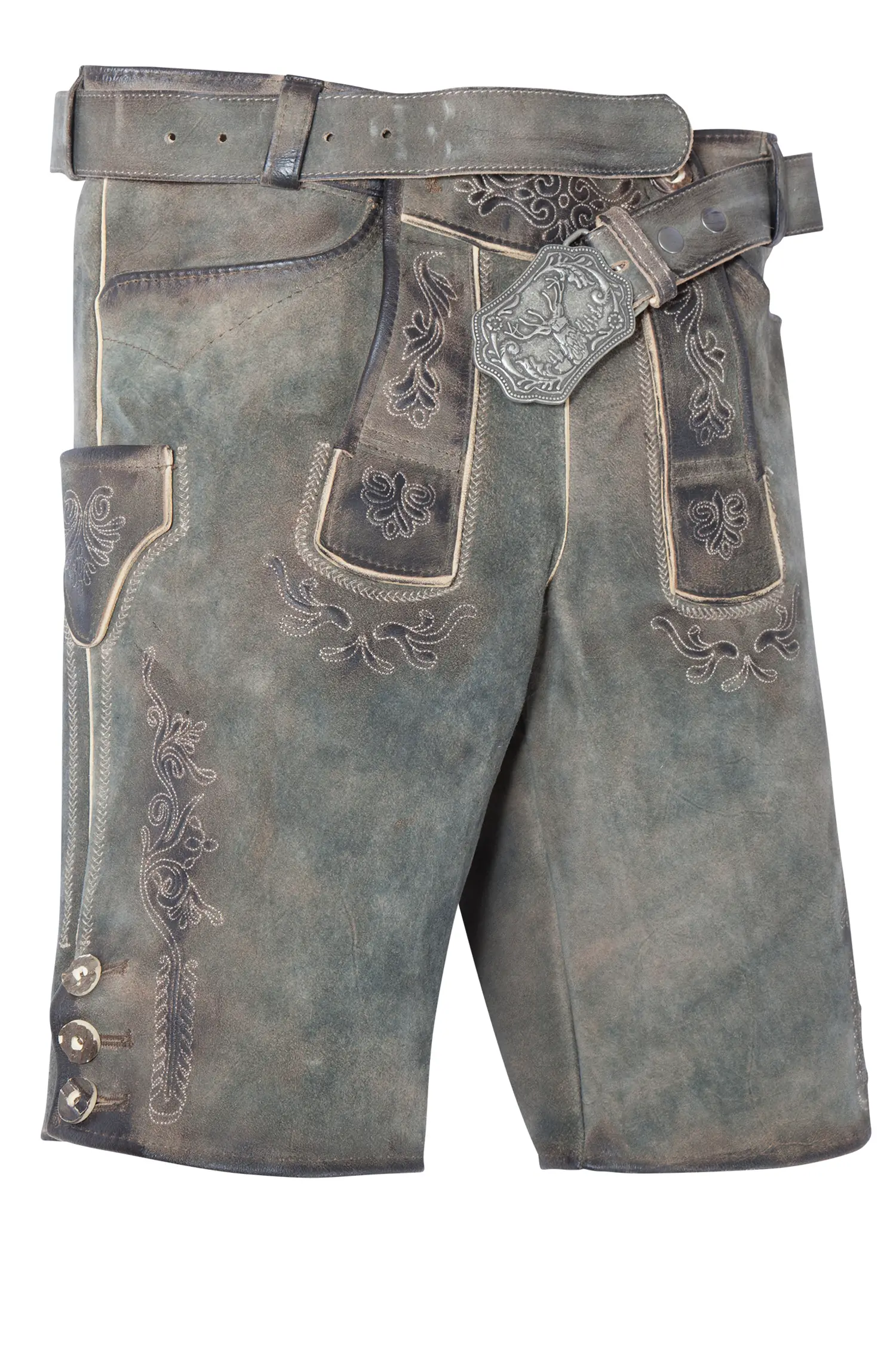 Lederhose Amberg in coffee mit Gürtel