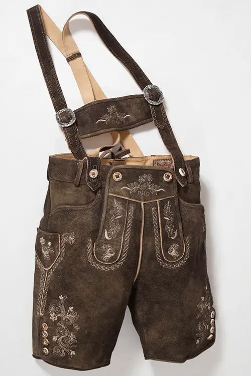 kurze Lederhose Beppo dunkelbraun mit Träger 5