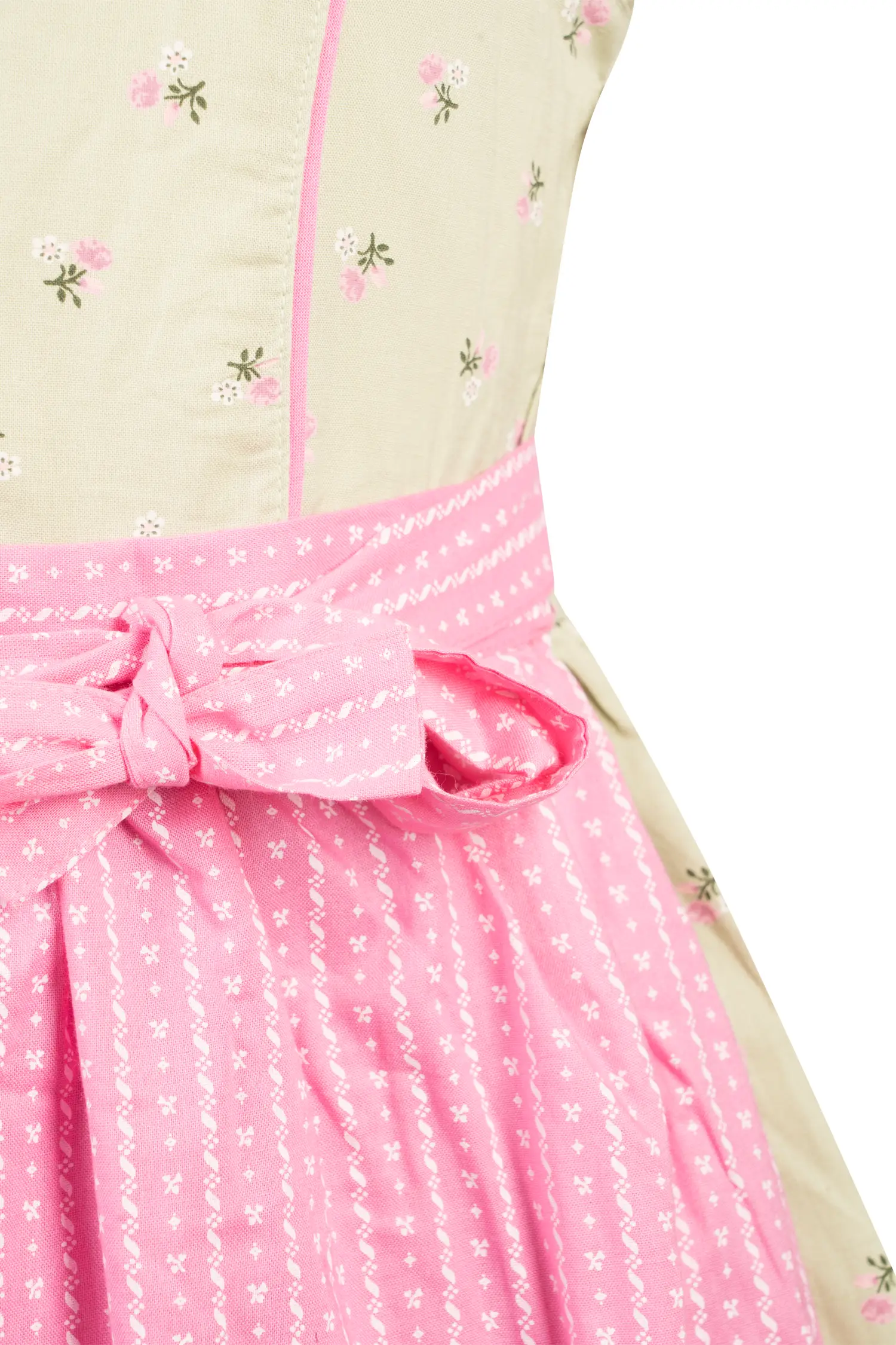 Kinderdirndl in Salbei/Rosa Farben Detail Mieder