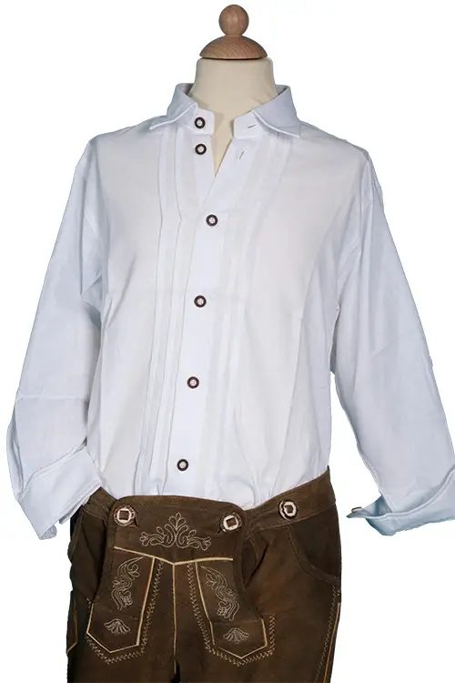 Kinder Trachtenhemd weiß mit Biesen trage