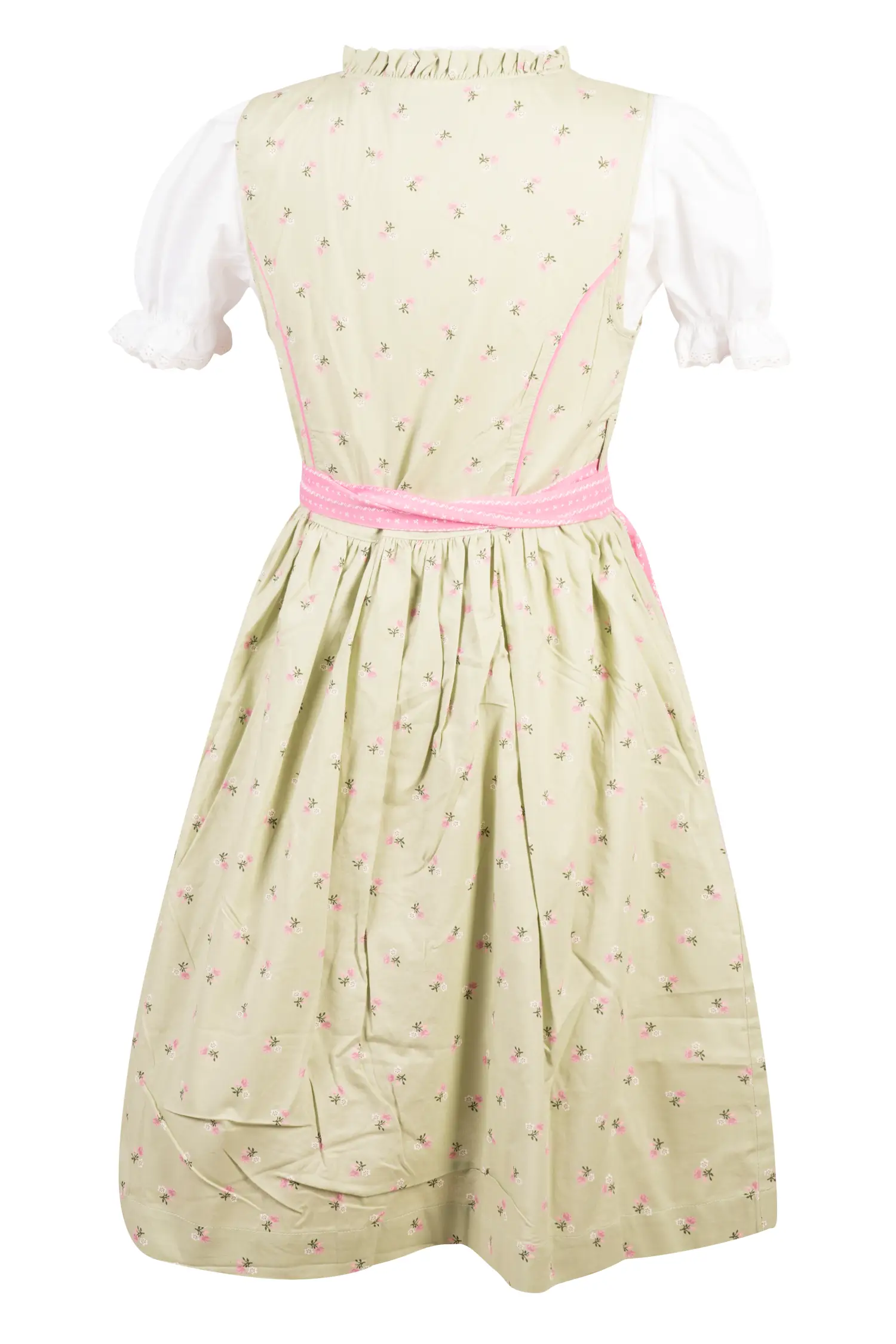 Kinderdirndl in Salbei/Rosa Farben Rückansicht