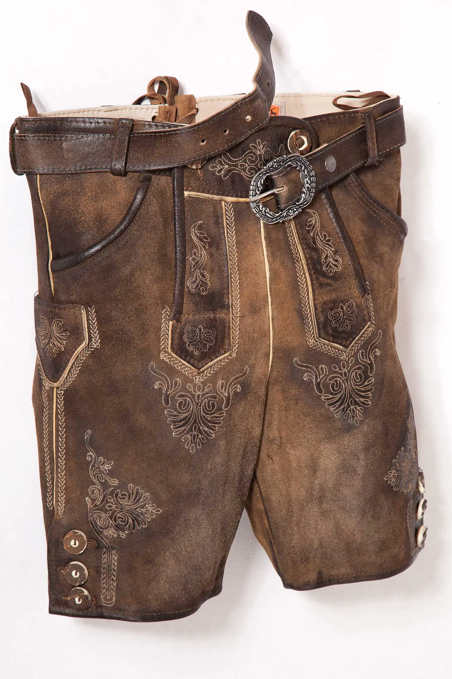 Kurze Lederhose für Kinder in braun antik