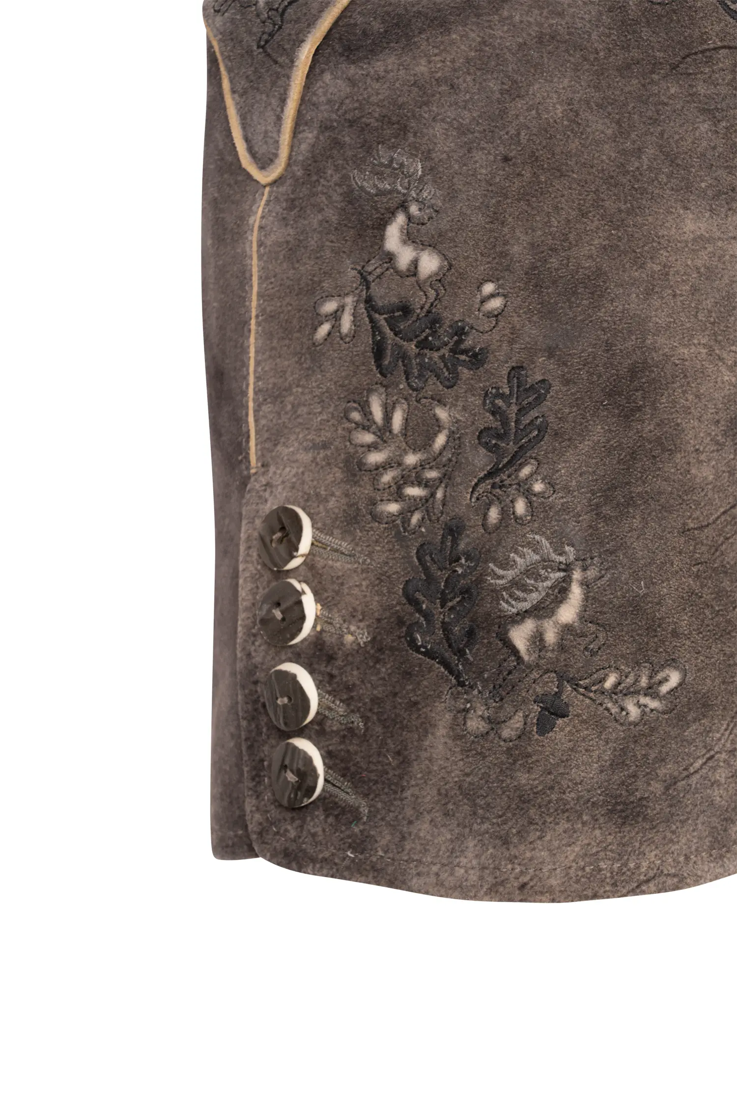 Lederhose von Spieth und Wensky in Schwarz Detail Stickerei