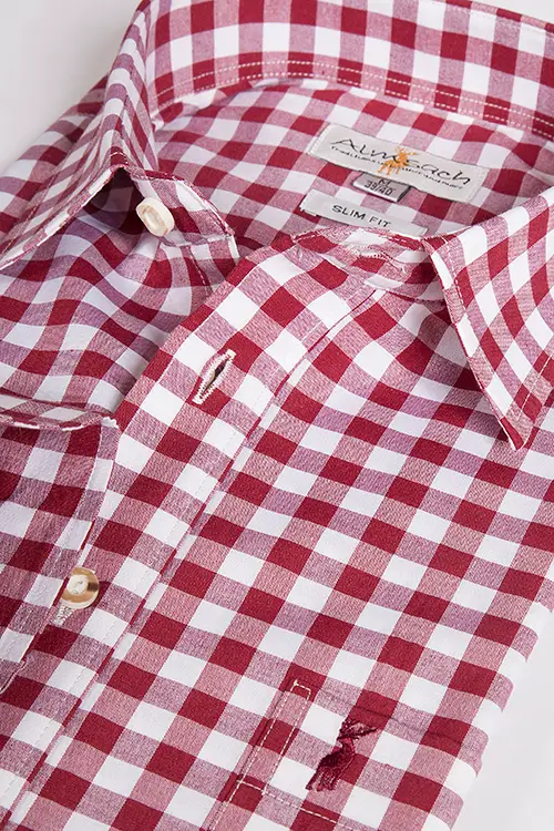 Trachtenhemd karo bordeaux kariert slim 2