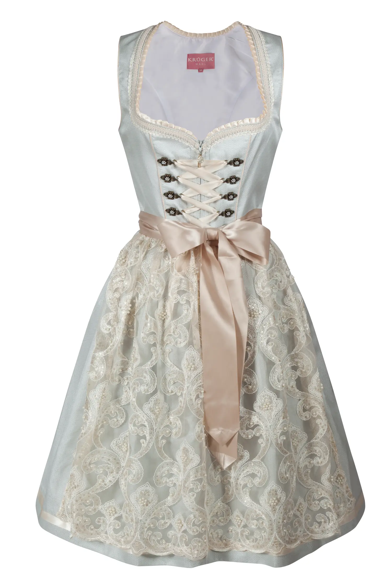 Dirndl Dalina in mint / champagner mit Glitzerschürze