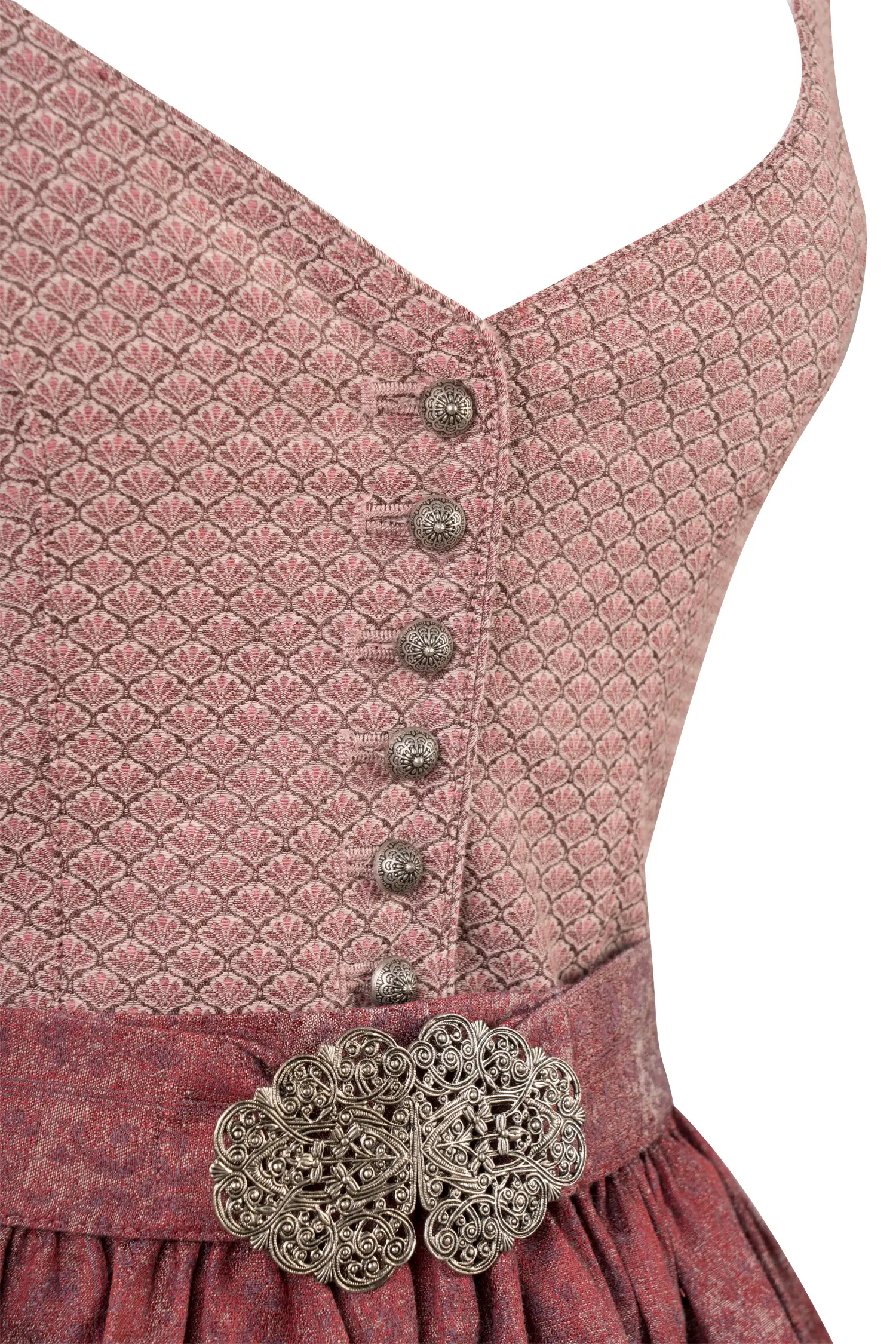 Dirndl Sophie in berry mit V-Ausschnitt - Detail Mieder