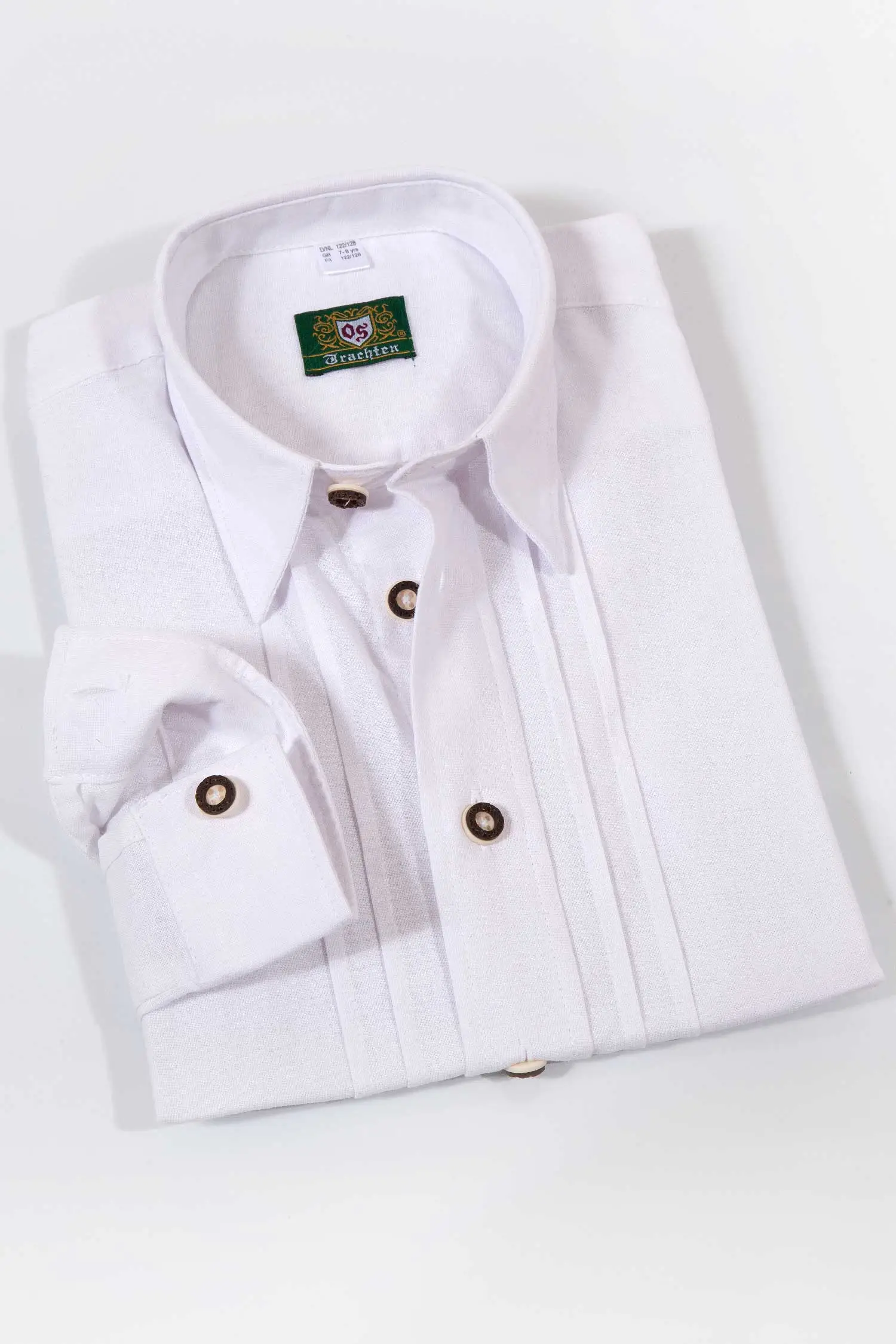 Kinder Trachtenhemd weiß mit Biesen 