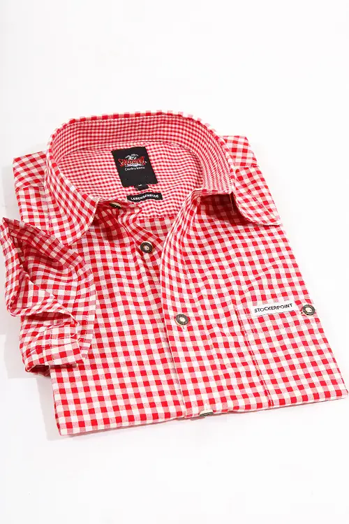 Trachtenhemd Kurzarm Renko von Stockerpoint in rot weiß 