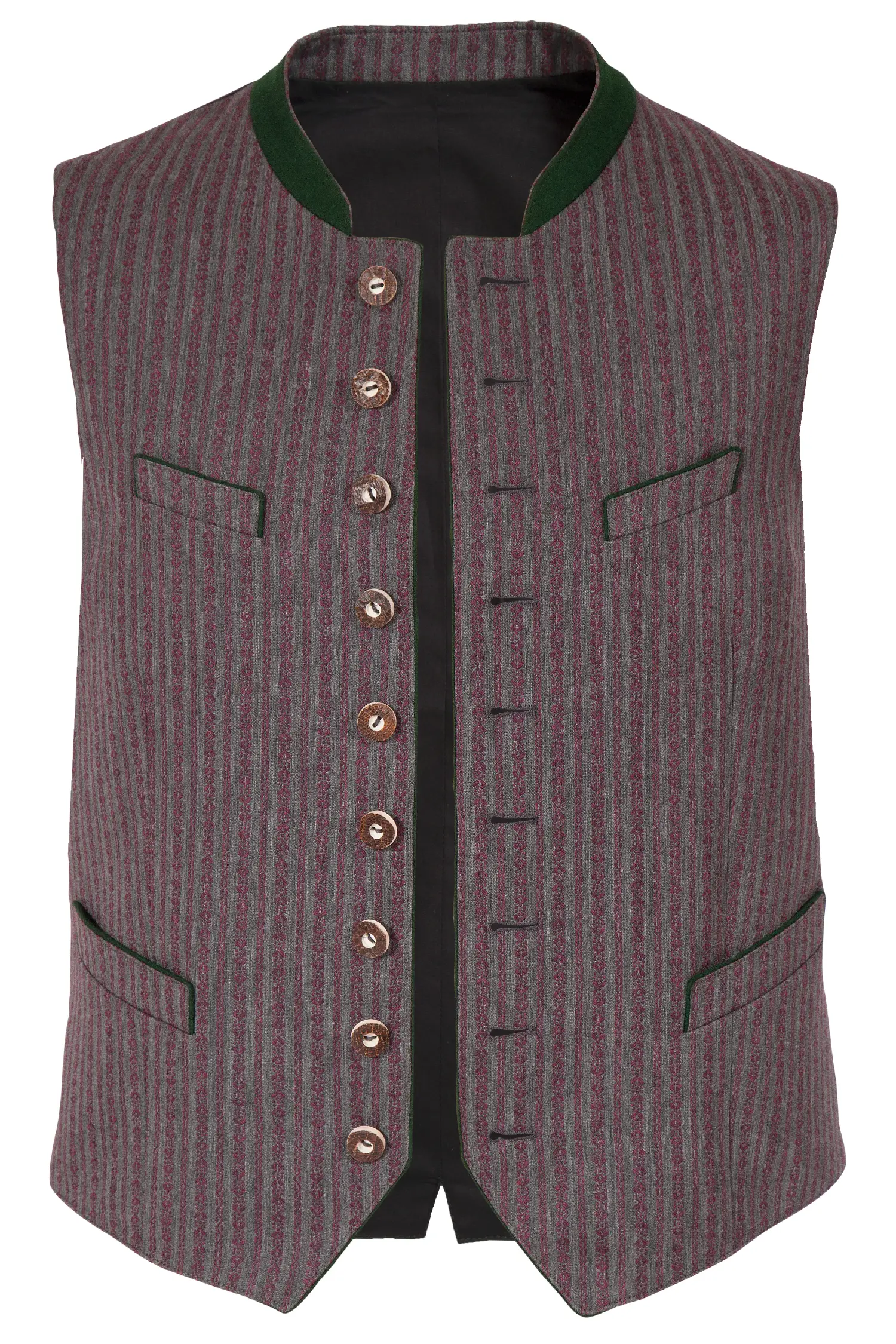 Trachtenweste Ansbach in grau mit weinrot 