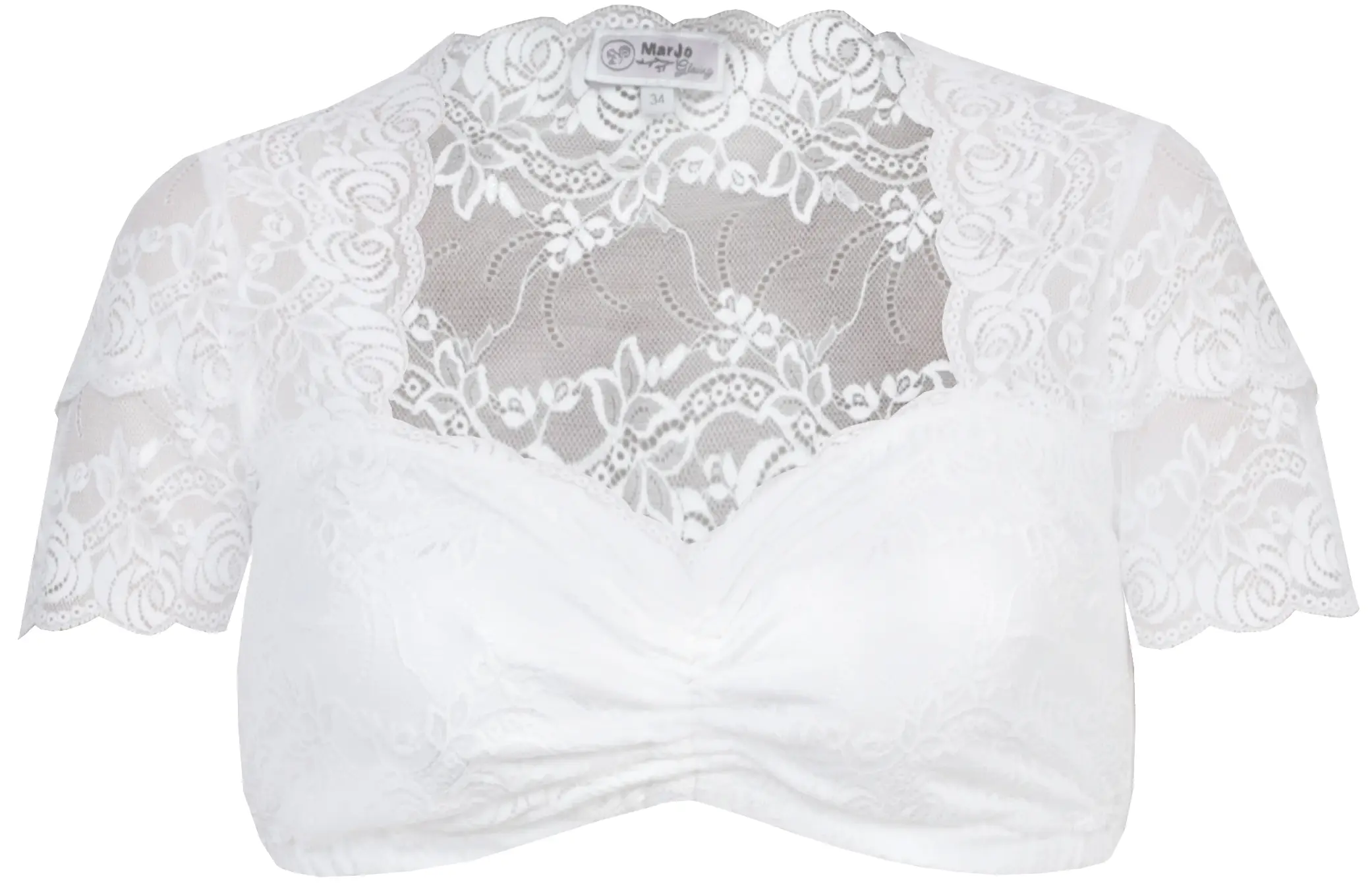 Stretch-Dirndlbluse Irma-Kosira in weiß aus Spitze