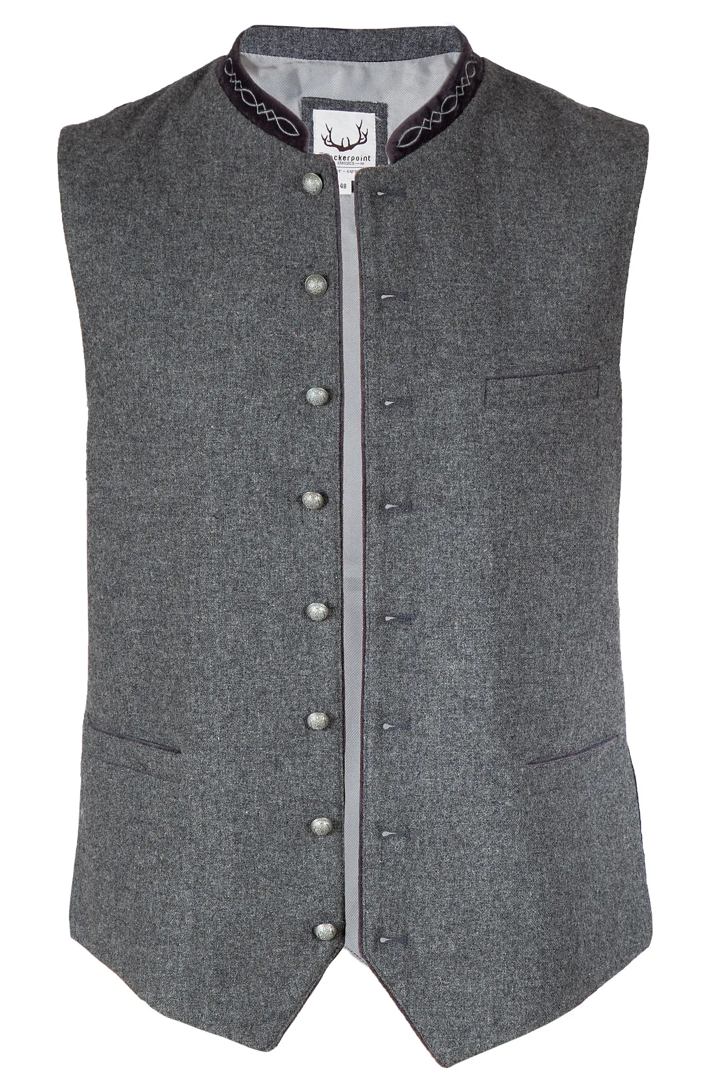 Trachtenweste Fabricio aus Loden in anthrazit und Samtkragen