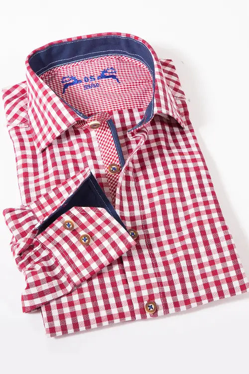 Trachtenhemd leicht kariert rot und weiß