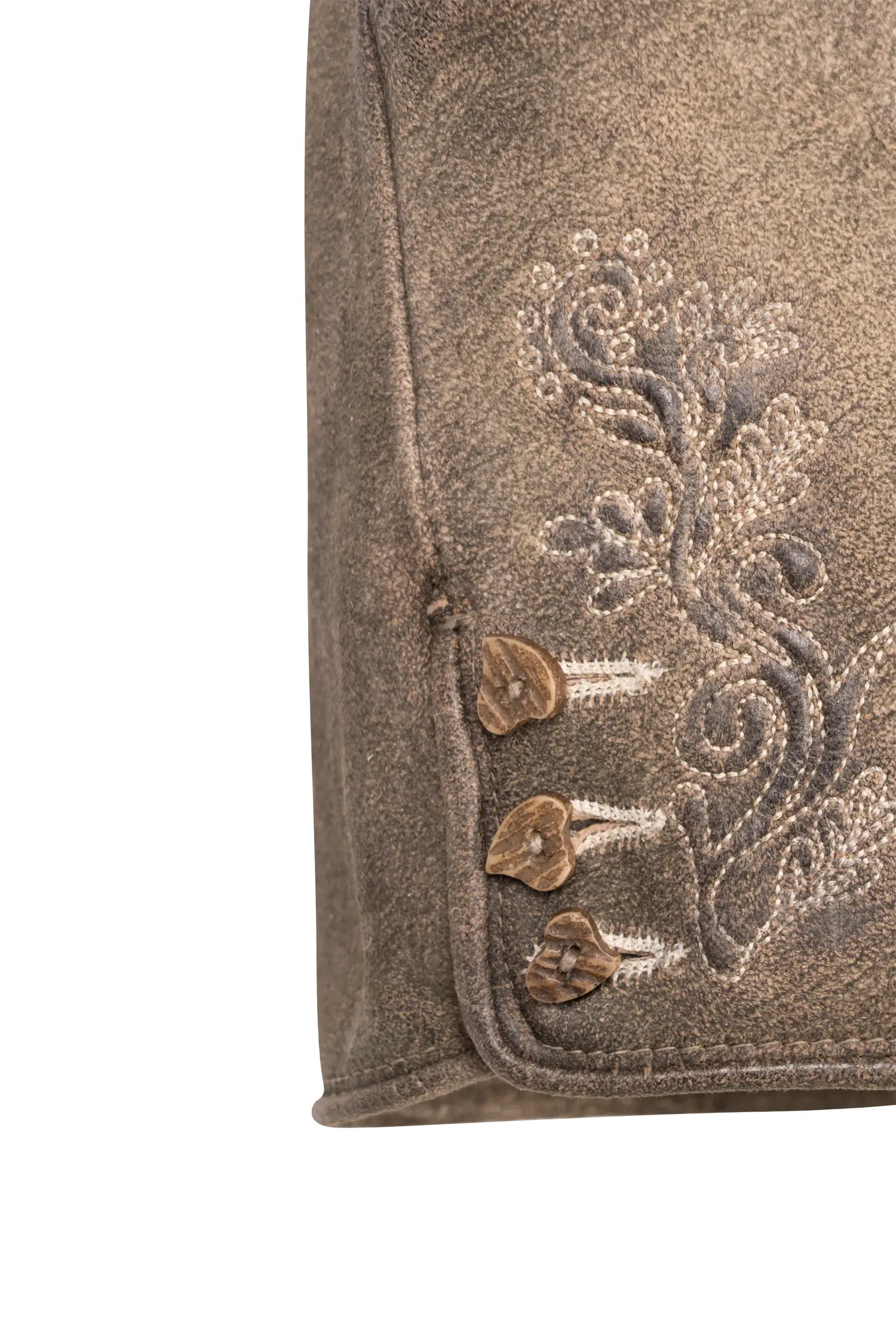 Lederhose Marie in Braun Detail Stickerei