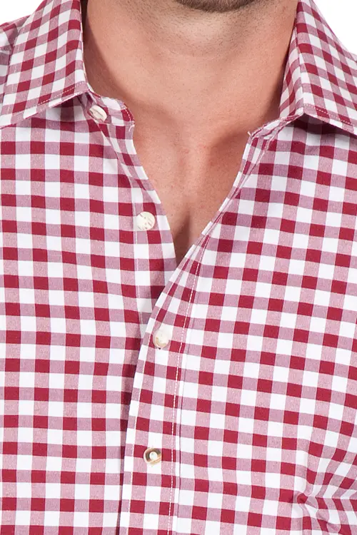 Trachtenhemd karo bordeaux kariert slim 4