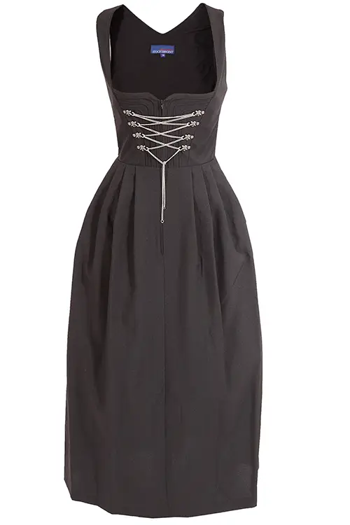 Langes Dirndl Amber schwarz mit Kettenschnürung