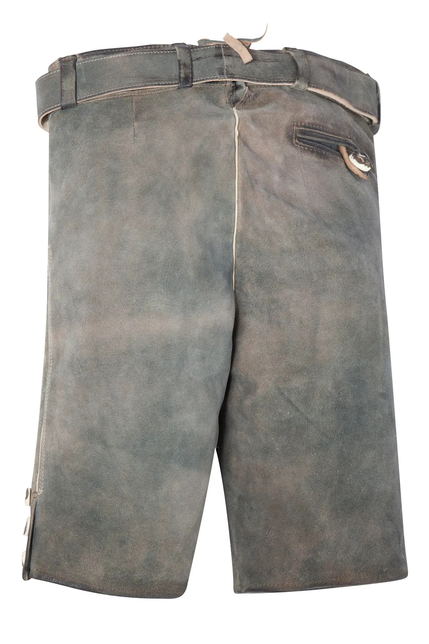 Lederhose Amberg in coffee mit Gürtel - Rückansicht