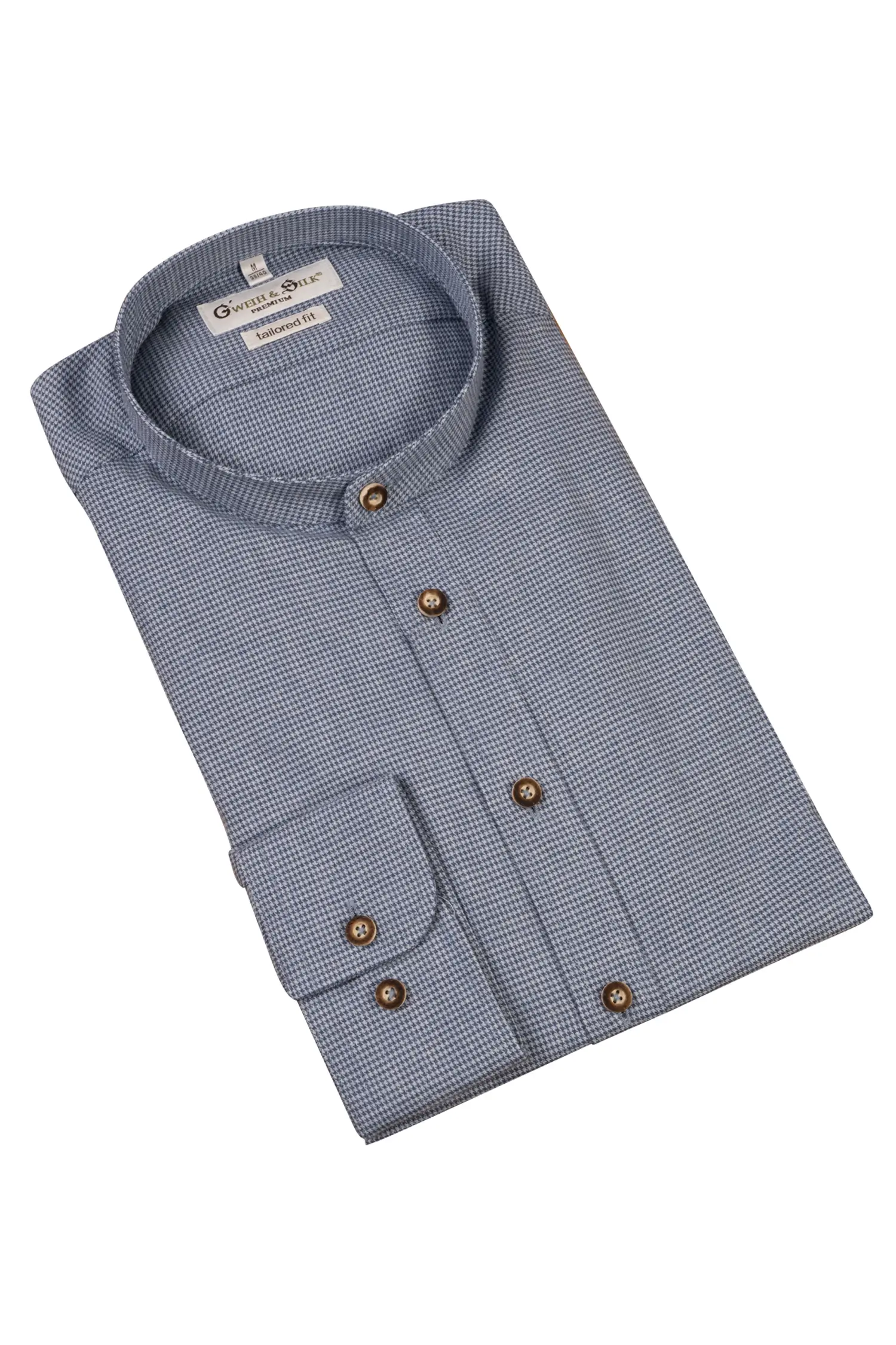 Langarmhemd Reschensee in blau kleinkariert