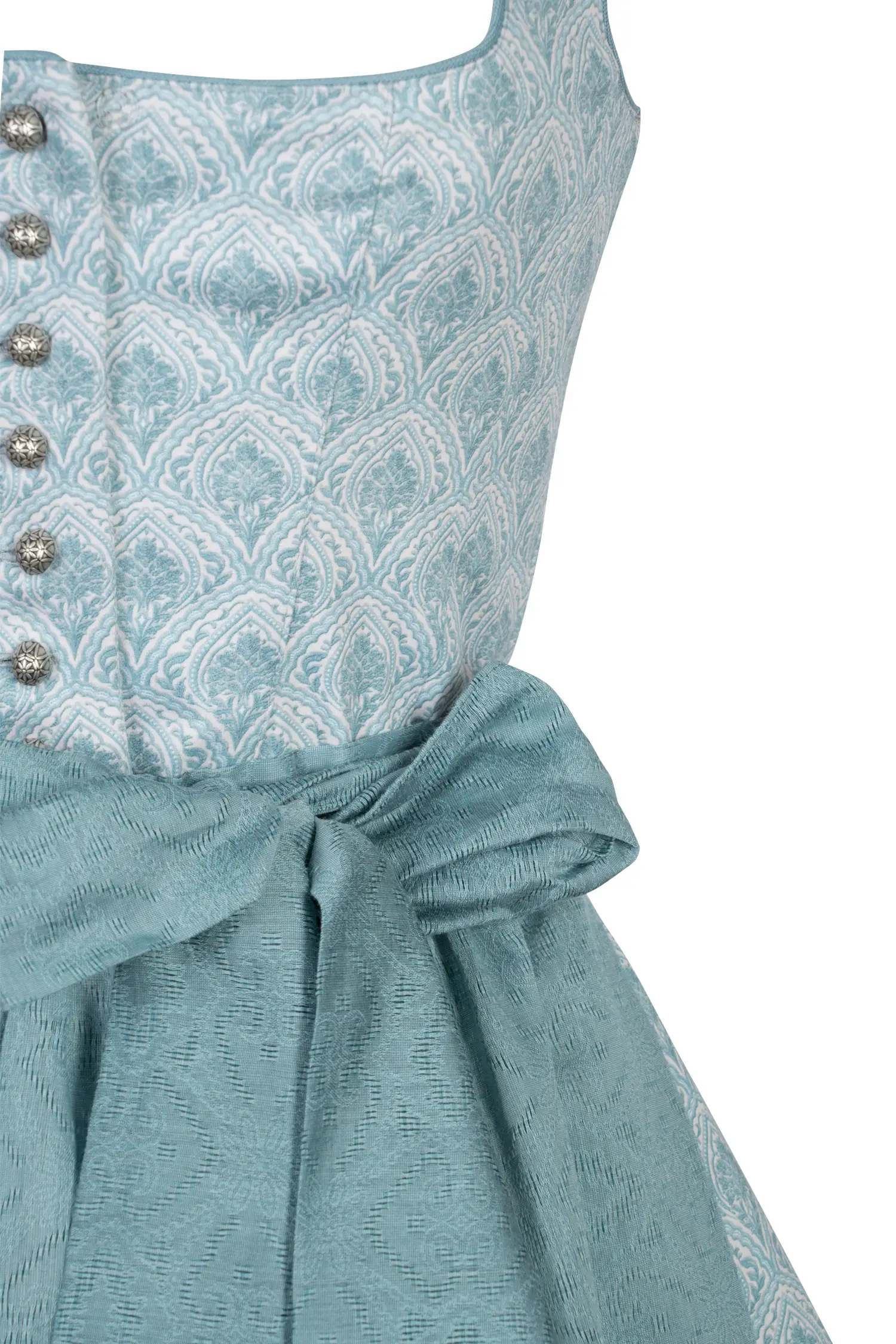 Sommerdirndl in mint mit luftiger Schürze - Detail Mieder