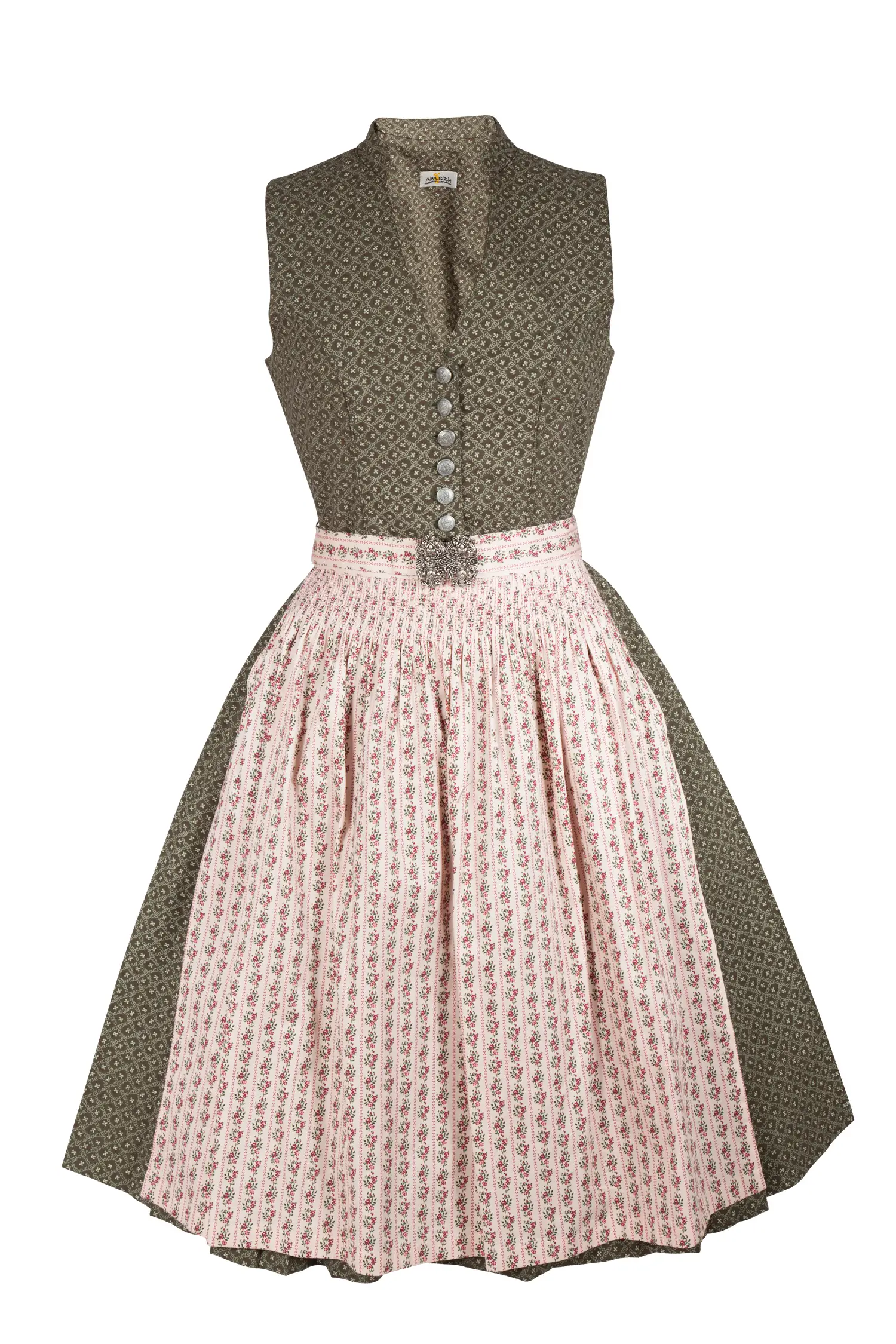 Baumwolldirndl Dan in grün mit Schließe