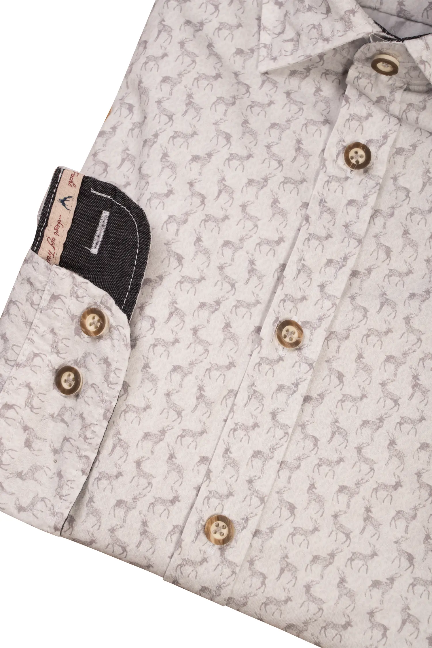 Flottes Trachtenhemd mit Hirschprint - Detail Ärmel