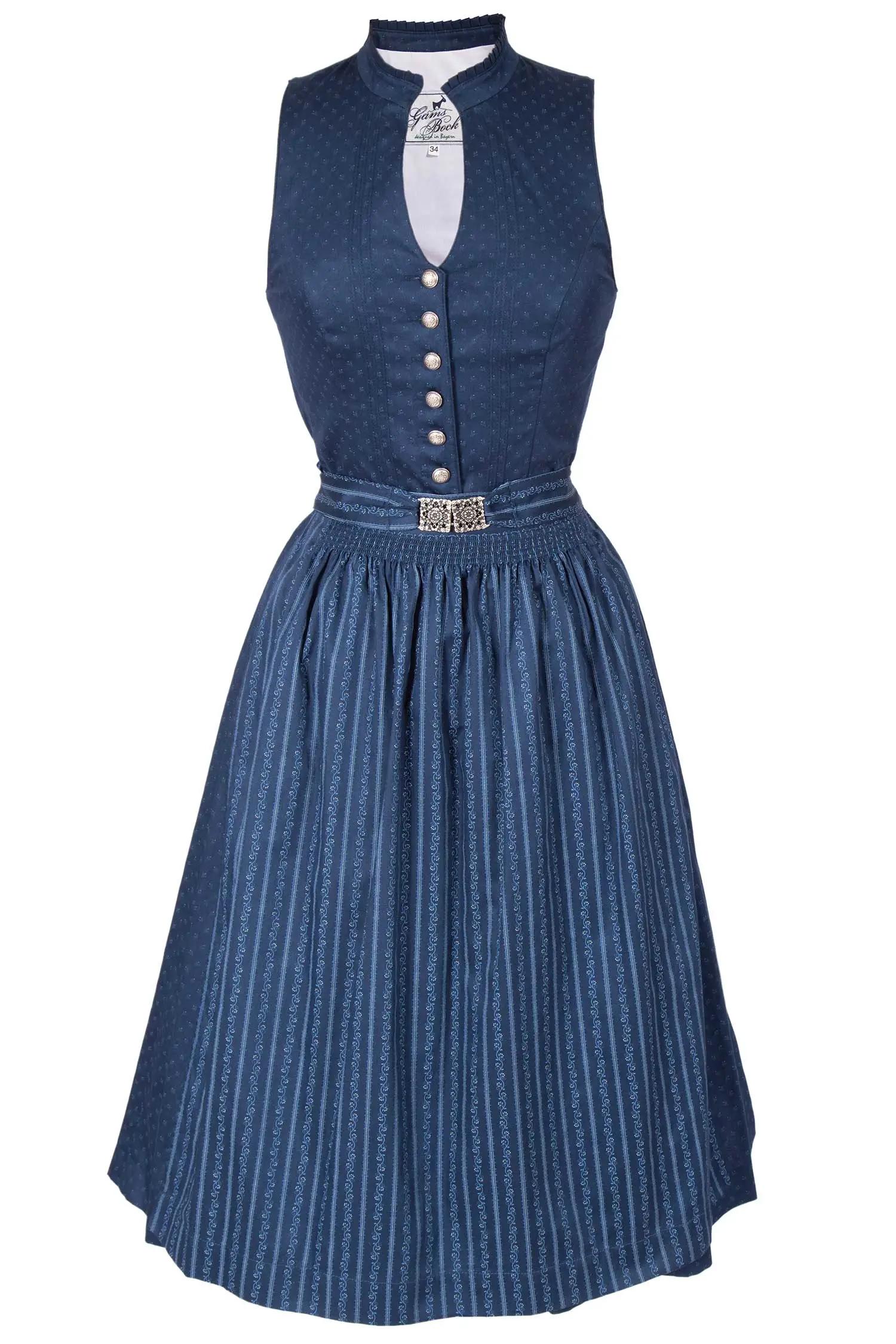 Waschdirndl Vanessa in dunkelblau hochgeschlossen