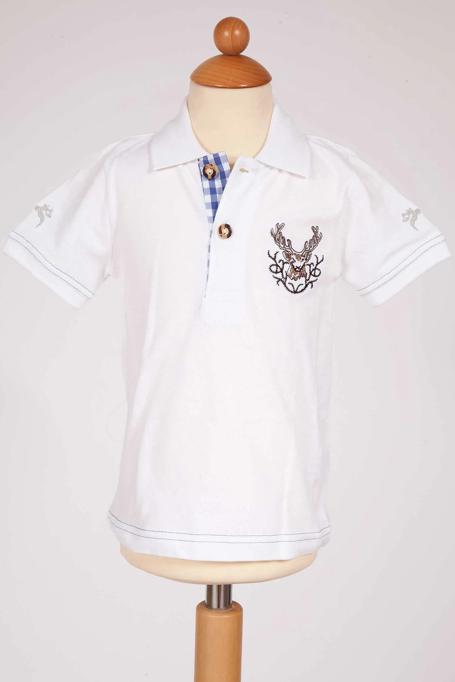 Kinder Trachten Poloshirt in weiß 