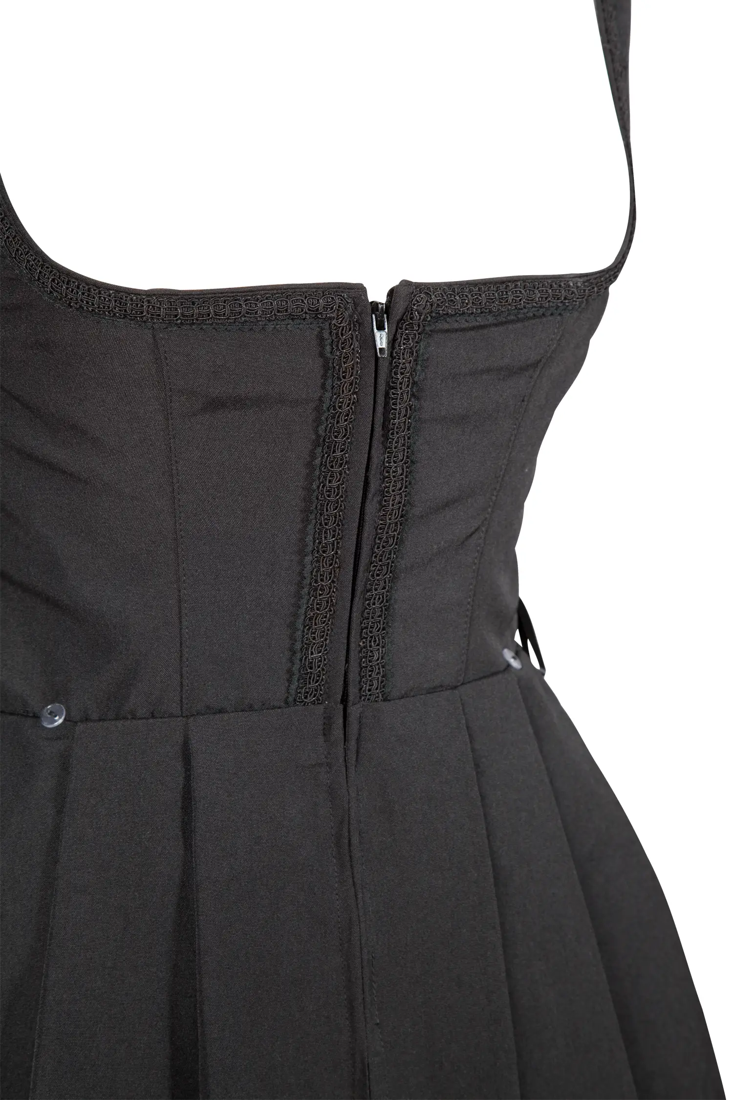 Dirndl Zita in schwarz als Gastrodirndl - Detail Mieder