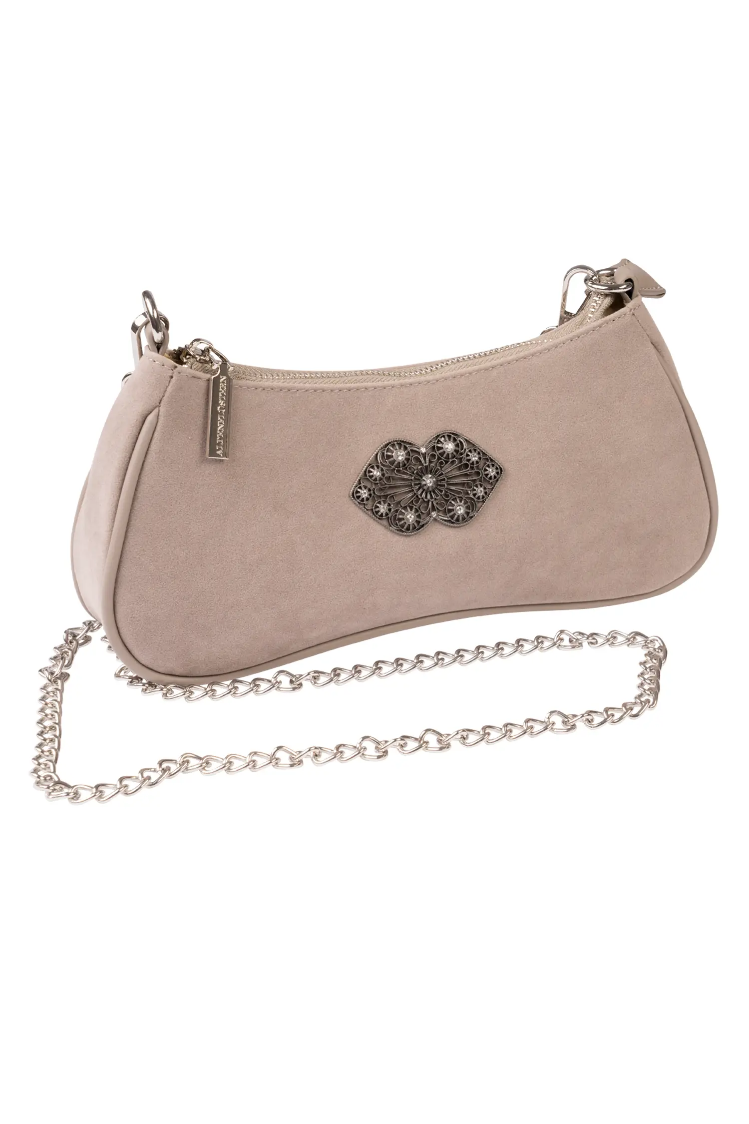 Trachtentasche taupe mit Strass und Wechselriemen