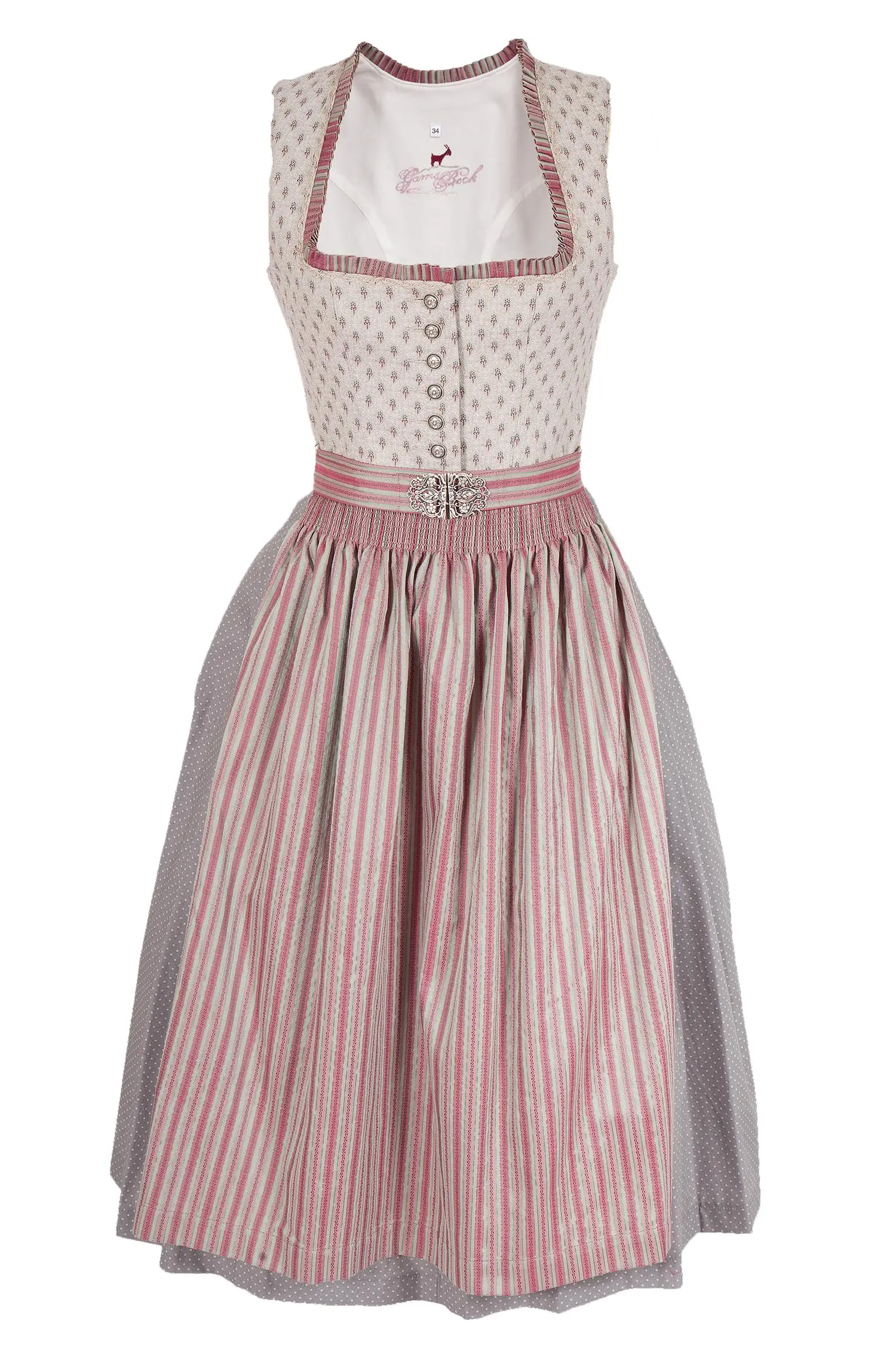  Gamsbock Dirndl mit Stretch in beige und altrosa 