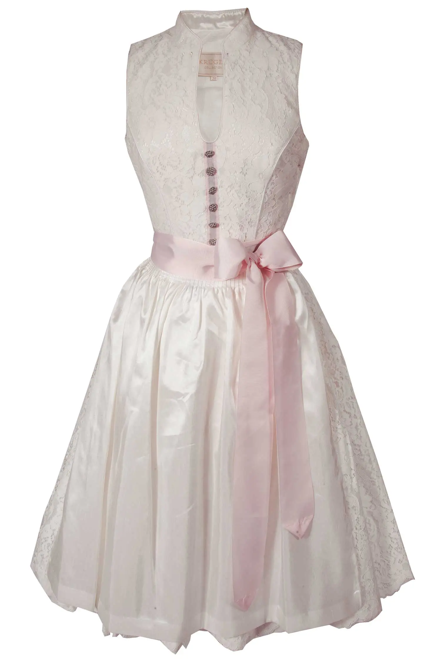 Brautdirndl aus Spitze in ivory hochgeschlossen 