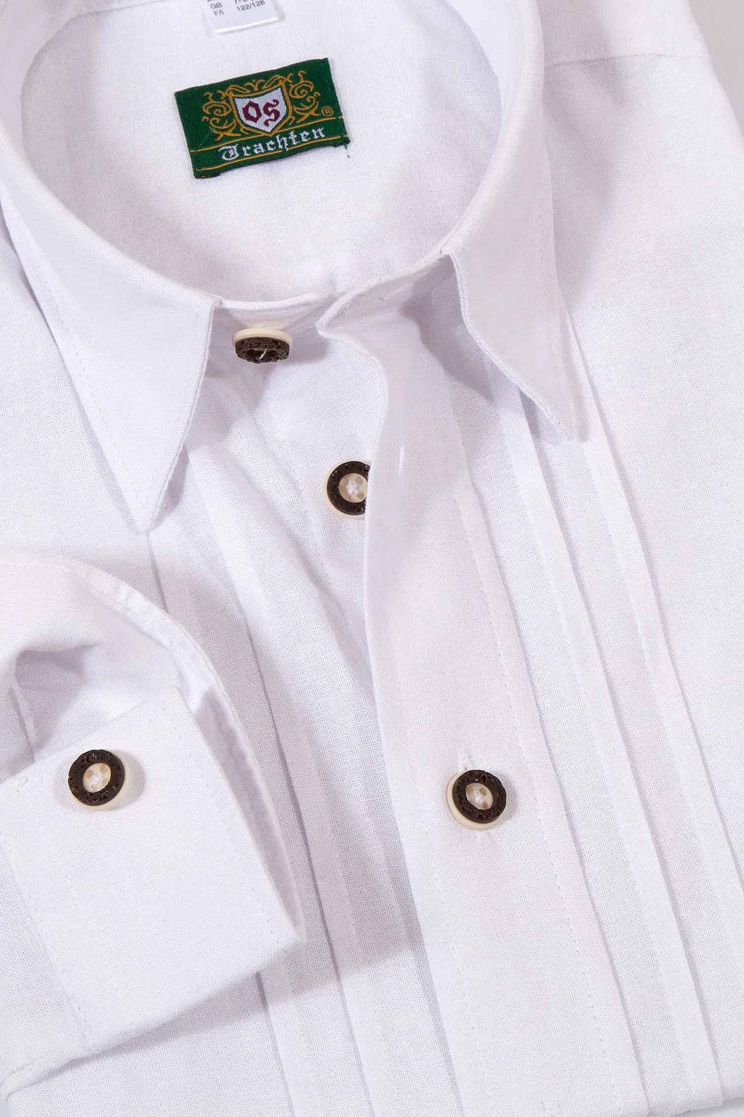 Kinder Trachtenhemd weiß mit Biesen Detail