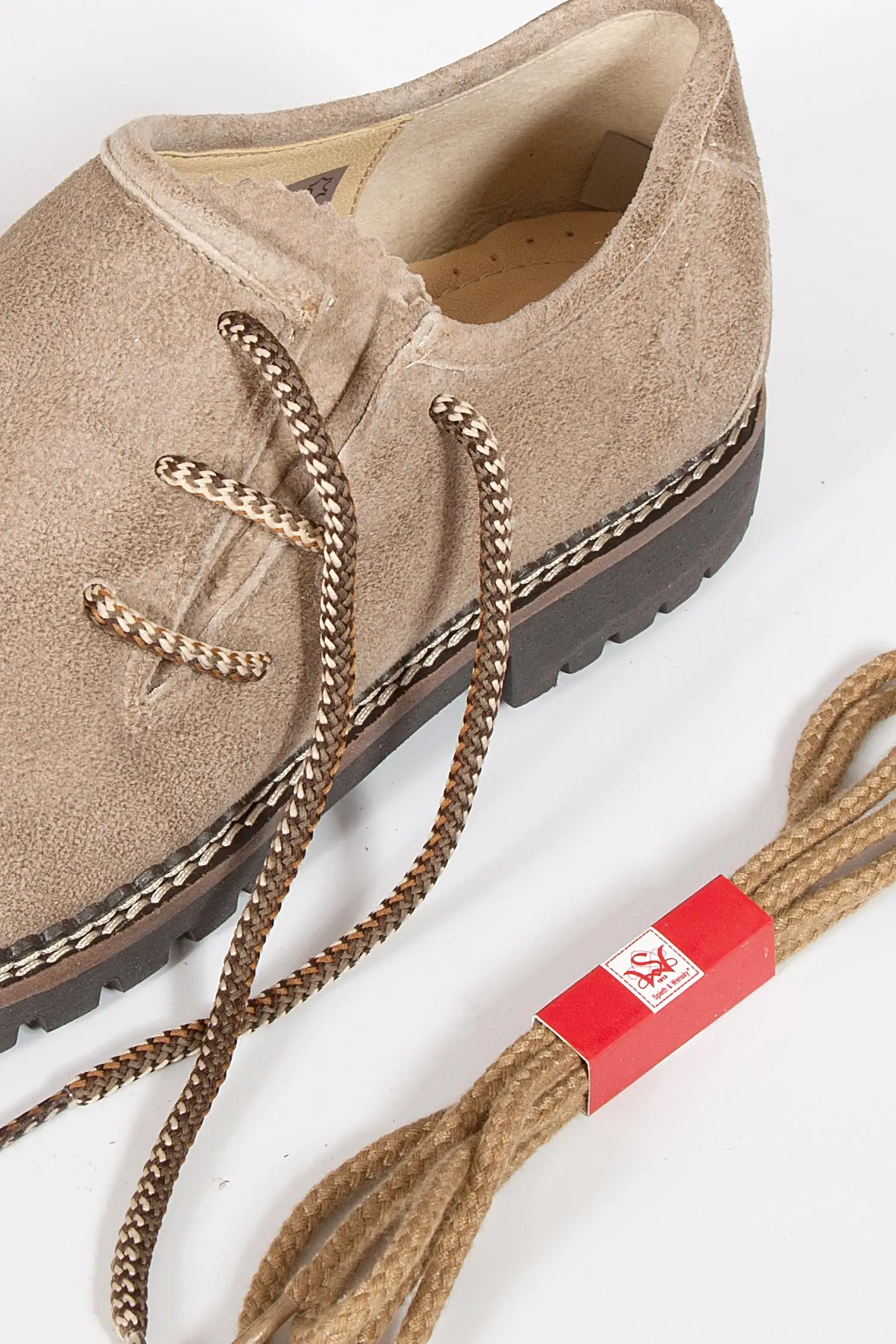 Haferlschuhe Gerd aus Leder in hellbraun Senkel