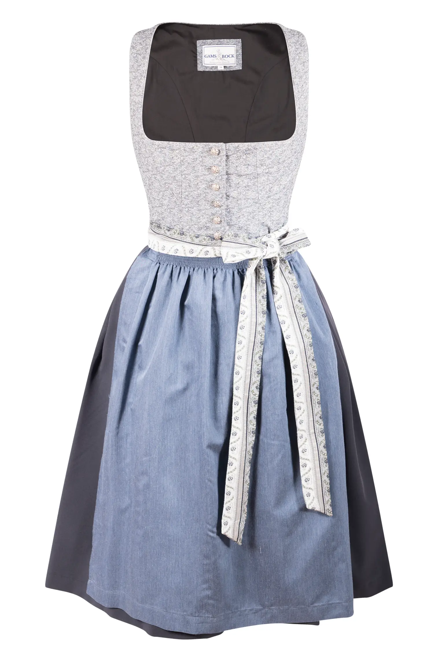 Gamsbock Dirndl in verschiedenen Blautönen