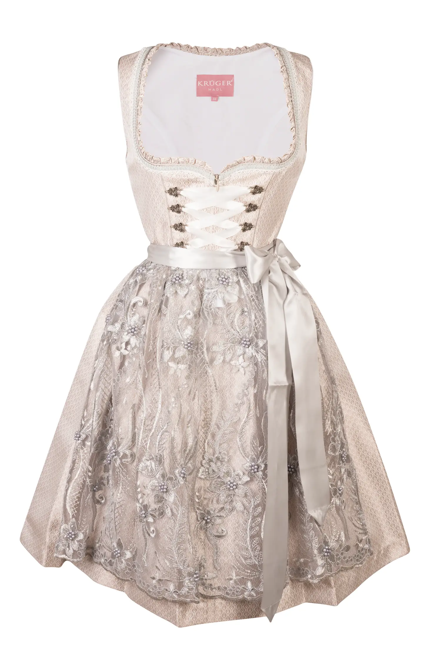 3067-1477-be5-24-02-2104416 Krüger Dirndl Karlotta in Beige und Glitzerschürze