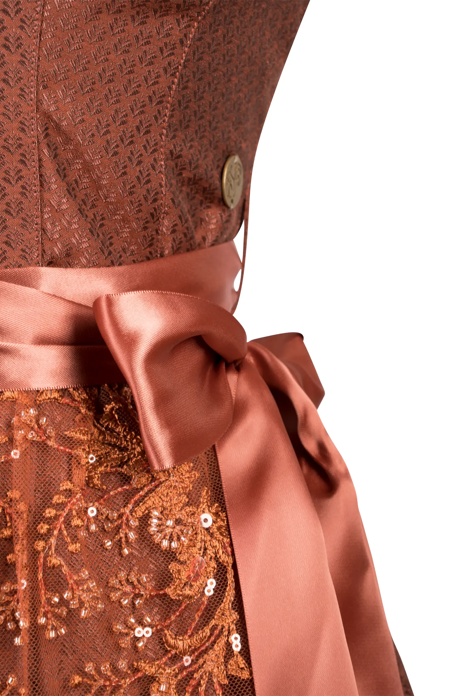 Dirndl Thiersheim in Rostfarben Detail Mieder