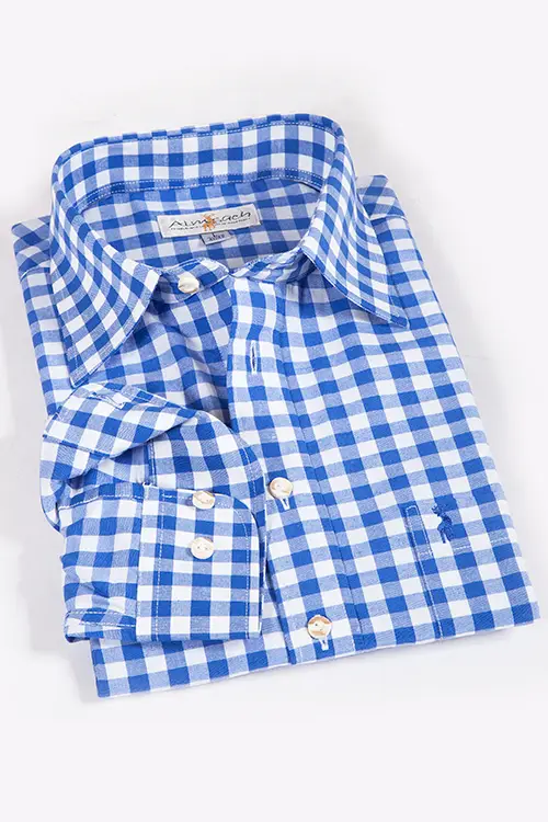 Trachtenhemd kariert blau weiß slim fit 2