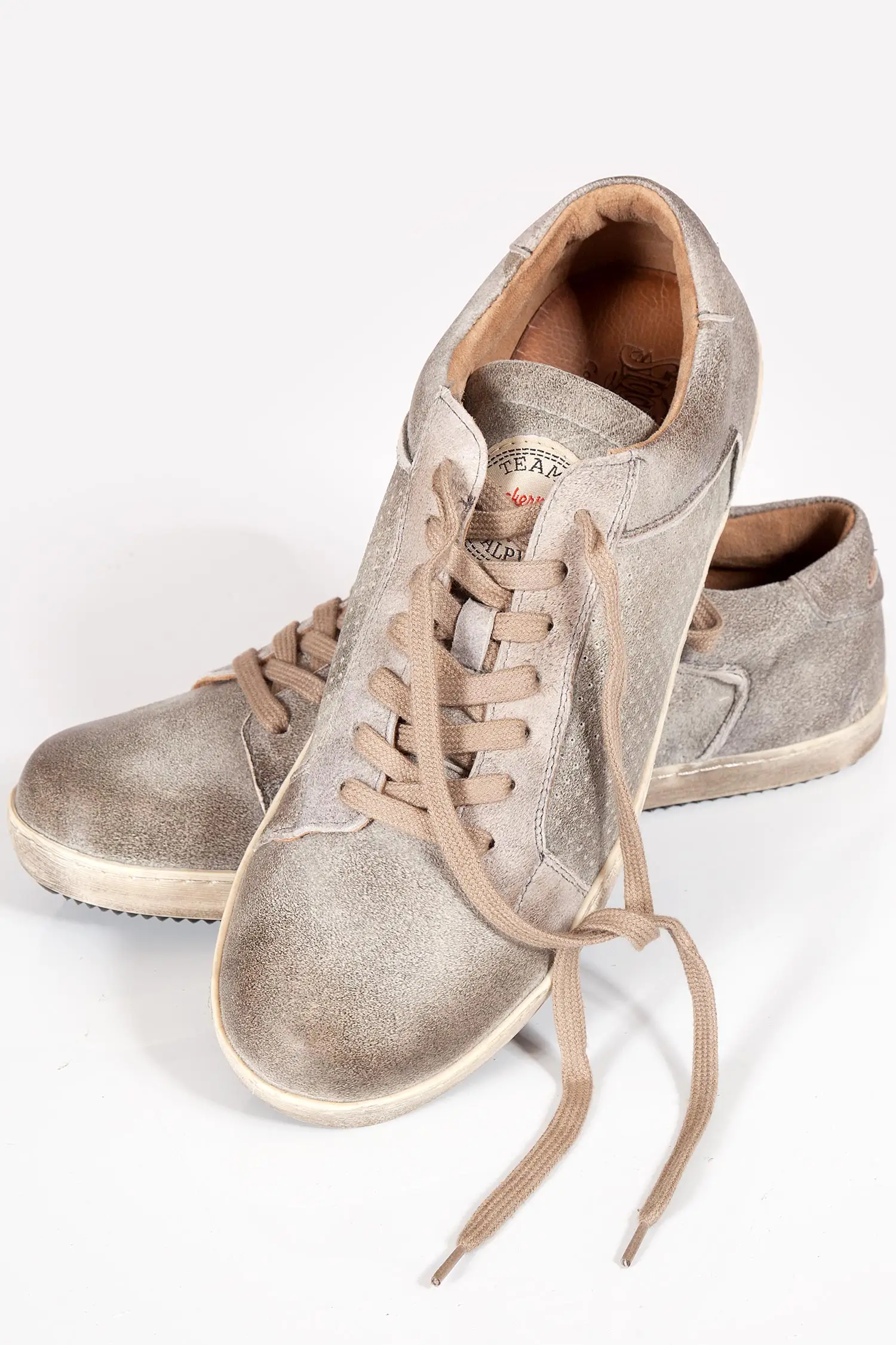 Herren Trachten Sneaker in rauch grau aus Leder Paar