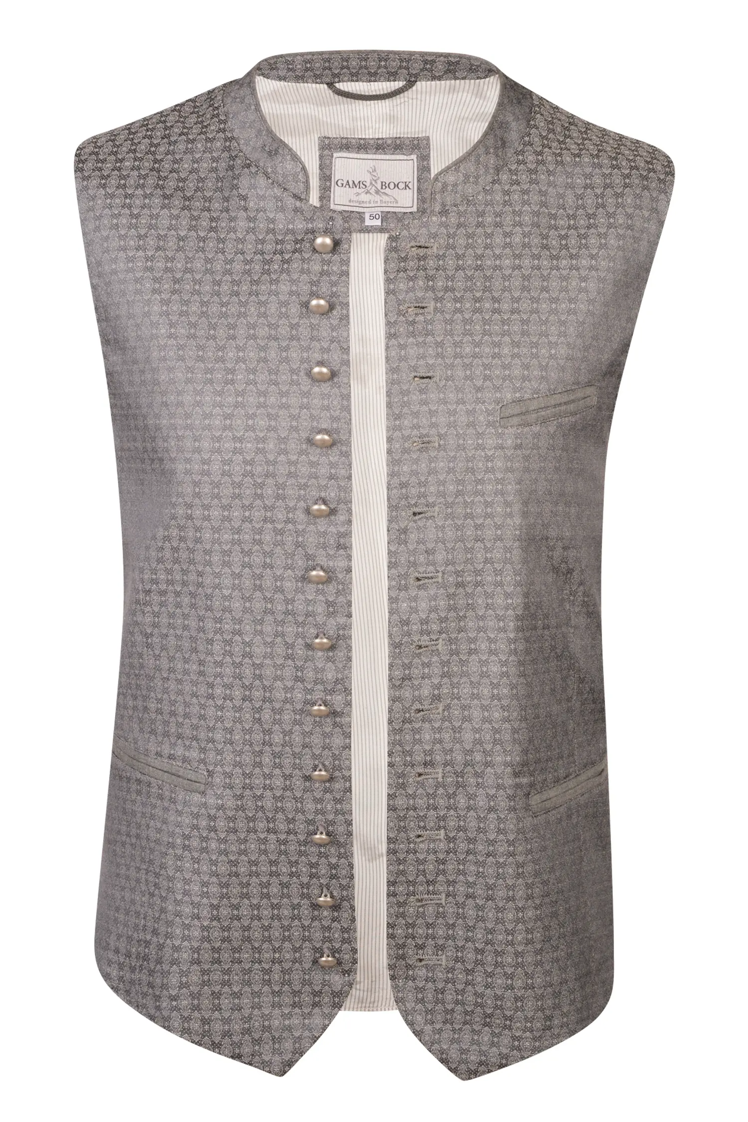 Gamsbock Trachtenweste in silber / grau 