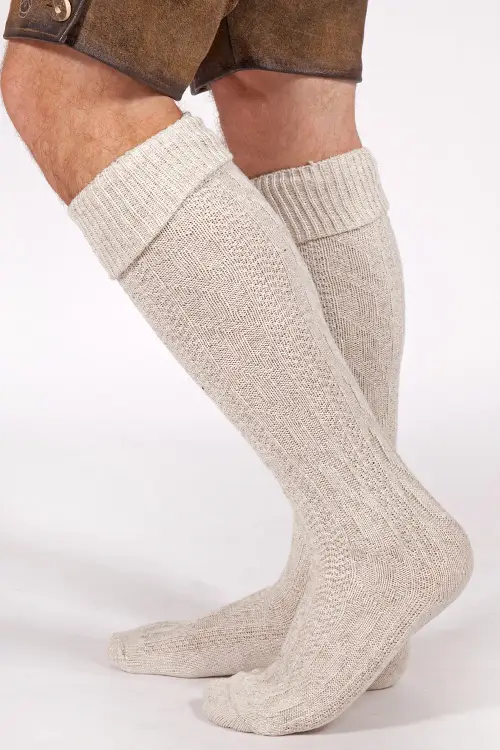 Trachten Kniestrümpfe natur creme Baumwolle