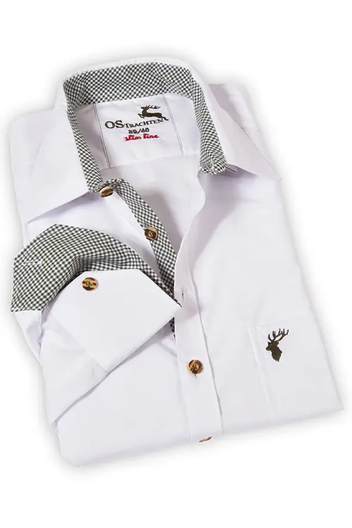 Herrenhemd zur Tracht in weiß mit grünen Karos