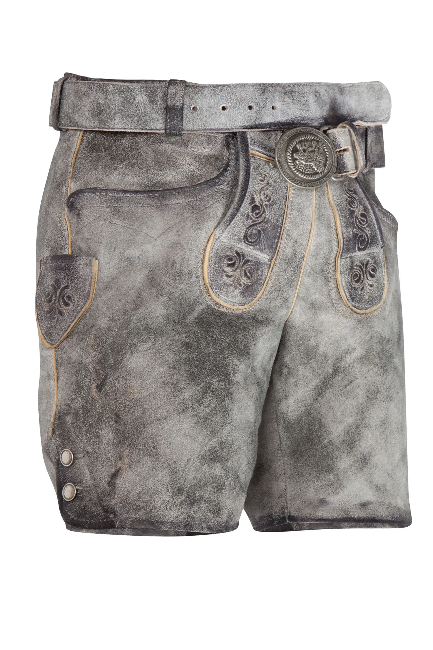 Kurze Lederhose Elisa in steingrau für Damen