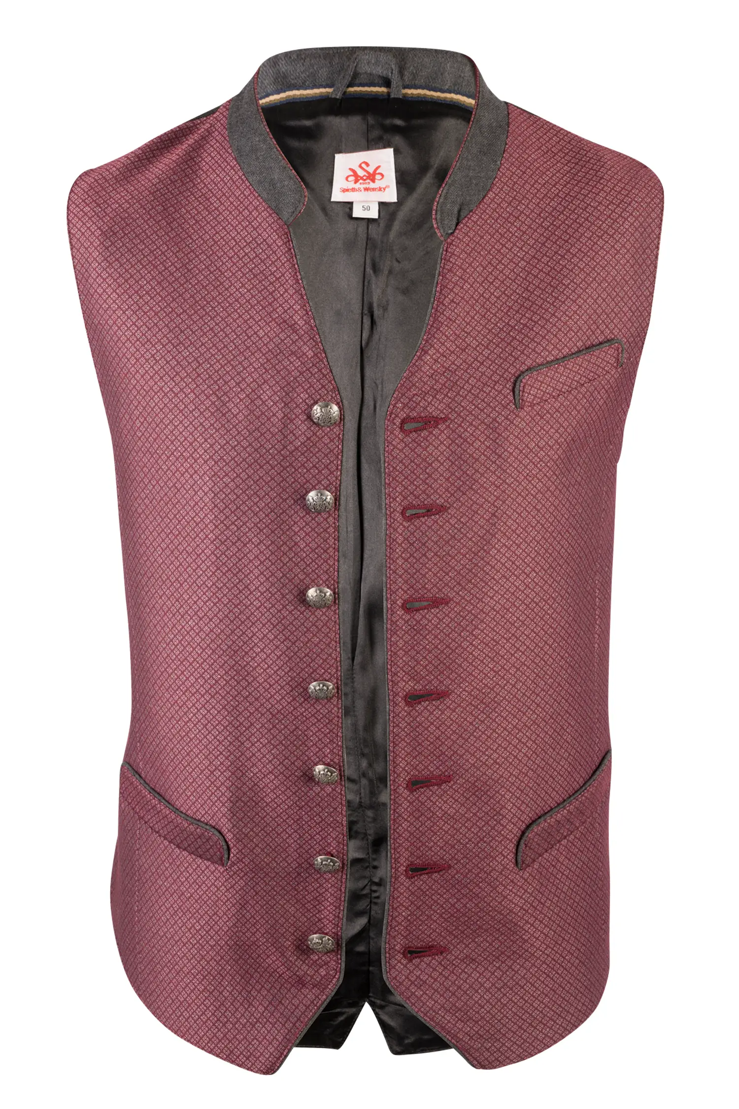 Trachtenweste Bernardo in beere / grau