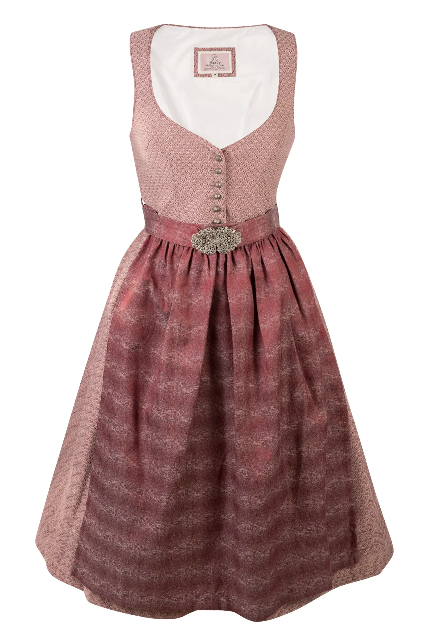 Dirndl Sophie in berry mit V-Ausschnitt