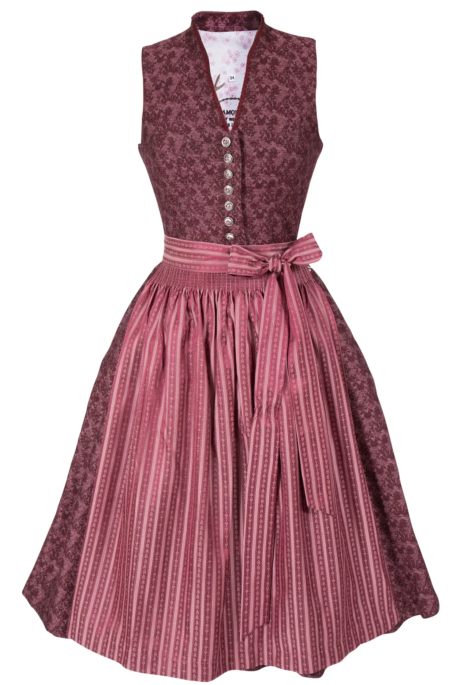 Midi Dirndl in Vintage bordeaux & altrosa 