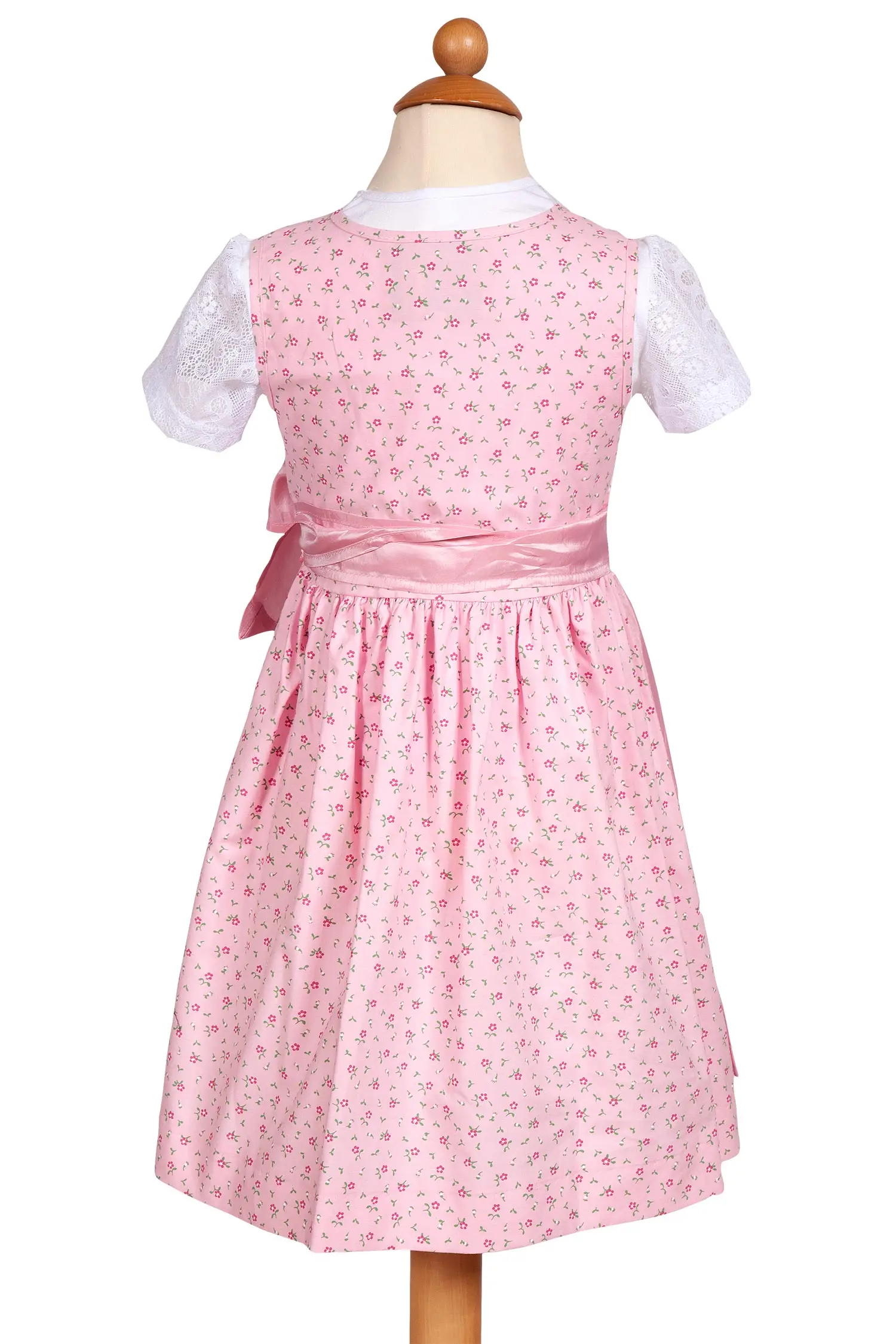 Baby Dirndl Angela in rosa mit Knöpfen hinten